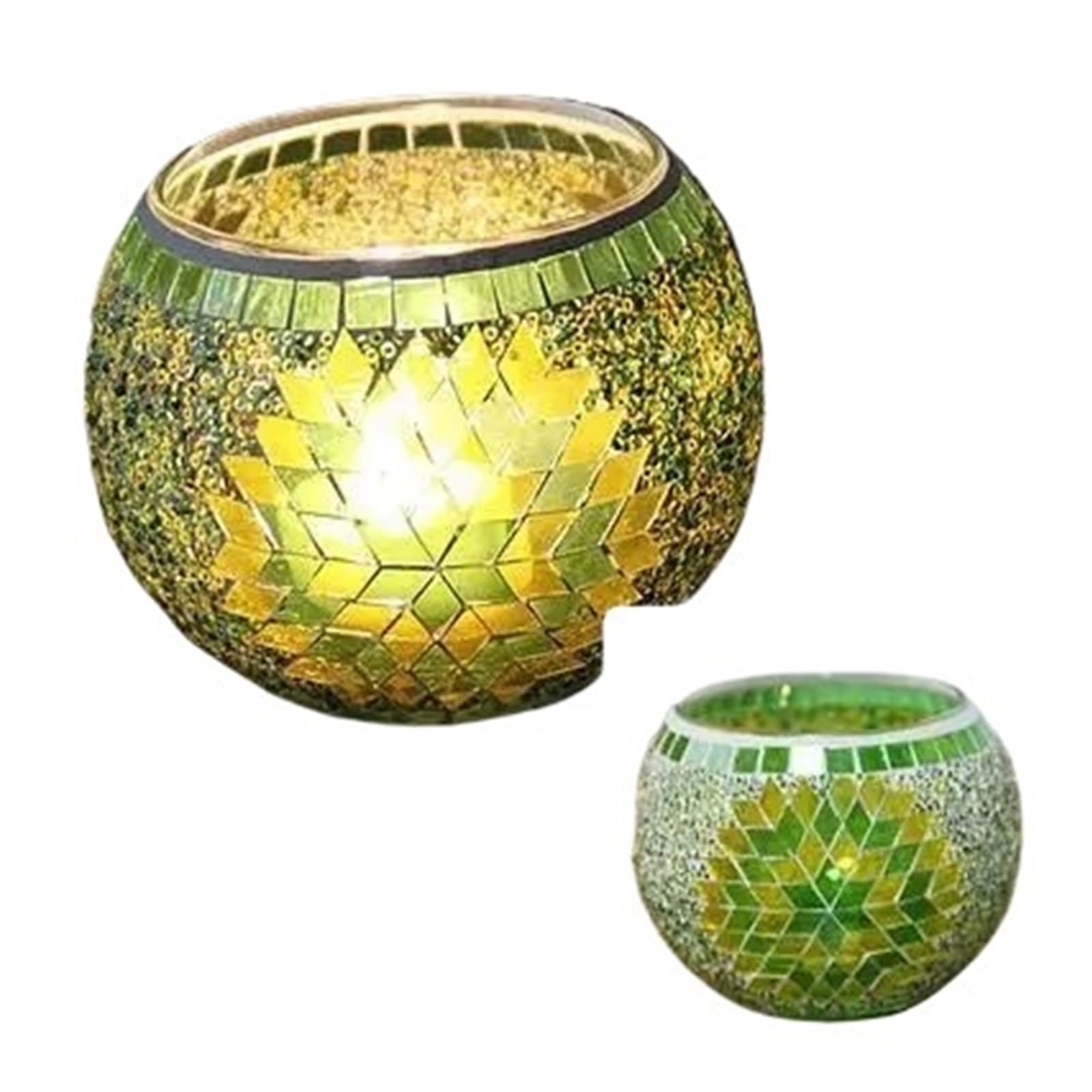 Candle sticks holder candle holders， Snowflake Mosaic Glass Candlestick Holders(Style20)