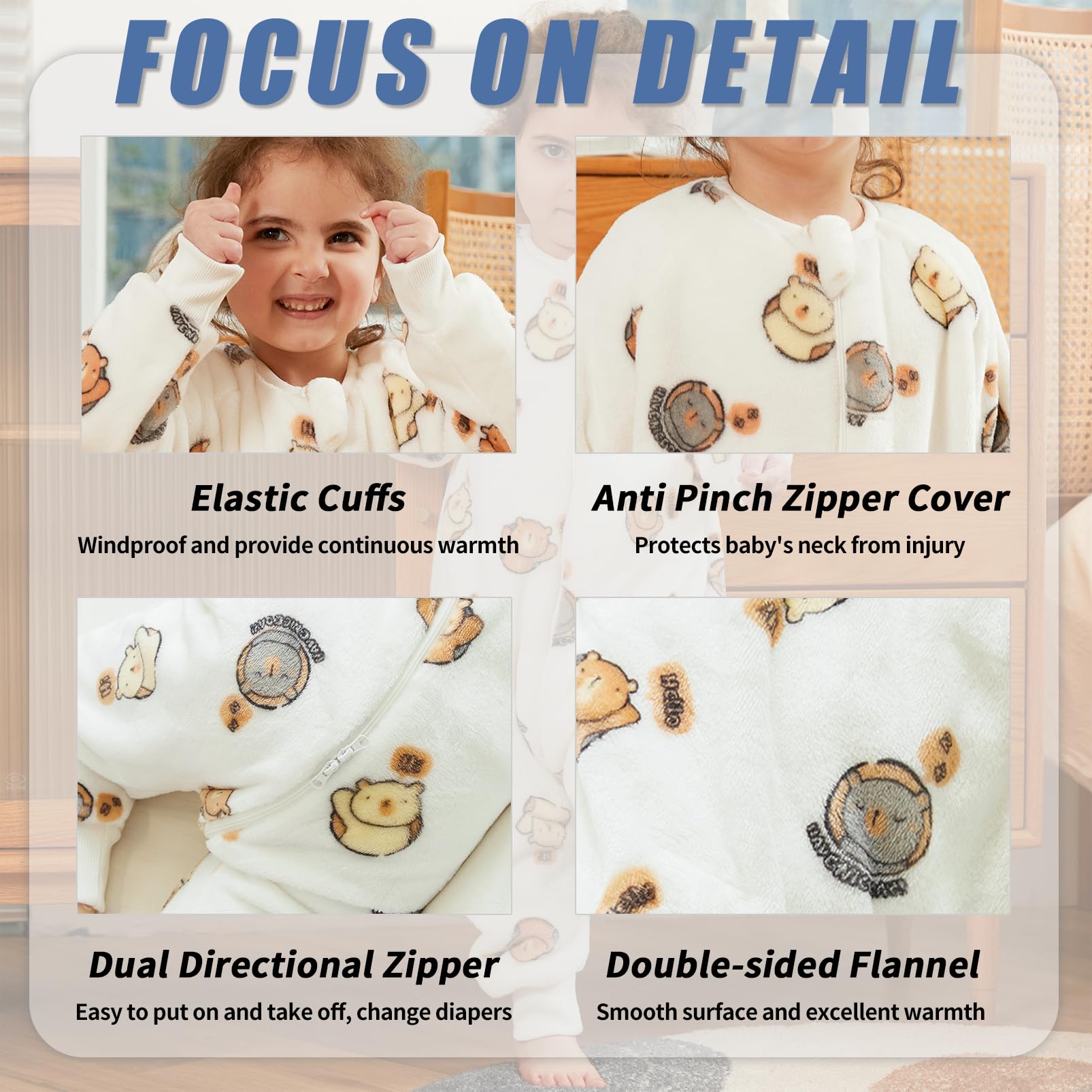 Monstoyo Sacco Nanna con Piedini Bambini Bambina, Invernale Flanella Pigiama Pagliaccetto Neonato, Maniche Lunghe & Gambe Separate Sacco a Pelo Cartone Tuta per Ragazze Ragazzi 0-6 Anni