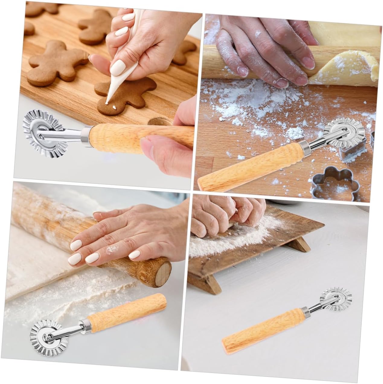 OUNONA 5sets 2pcs Alloy Noodle Lattice Roller Pastry Dough Cutter for Pizza Cookies and Pastries for Home Baking Easy Clean for Beginners Experienced Bakers 2pcs*5