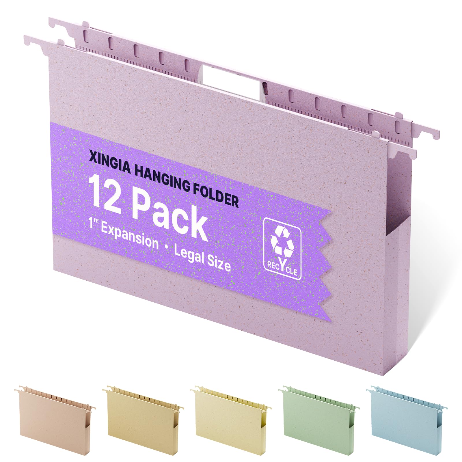 Photo 1 of XINGIA Legal Size Hanging File Folders, Assorted Colors, 1" Expansion, Legal Hanging File Folders for Filing Cabinet,12 Pack Legal Size File Folders,Stay Organized for Your Home Office Bulk Files