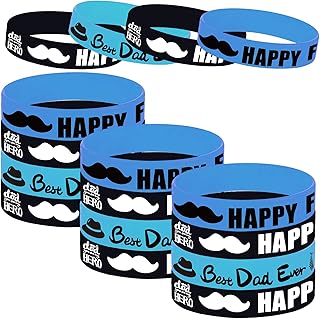 CupaPlay 24 PCS Father's Day Party Favors Rubber Wristbands - Fathers/Best Dad Ever Party Supplies Goodie Bag Stuffers Fil...