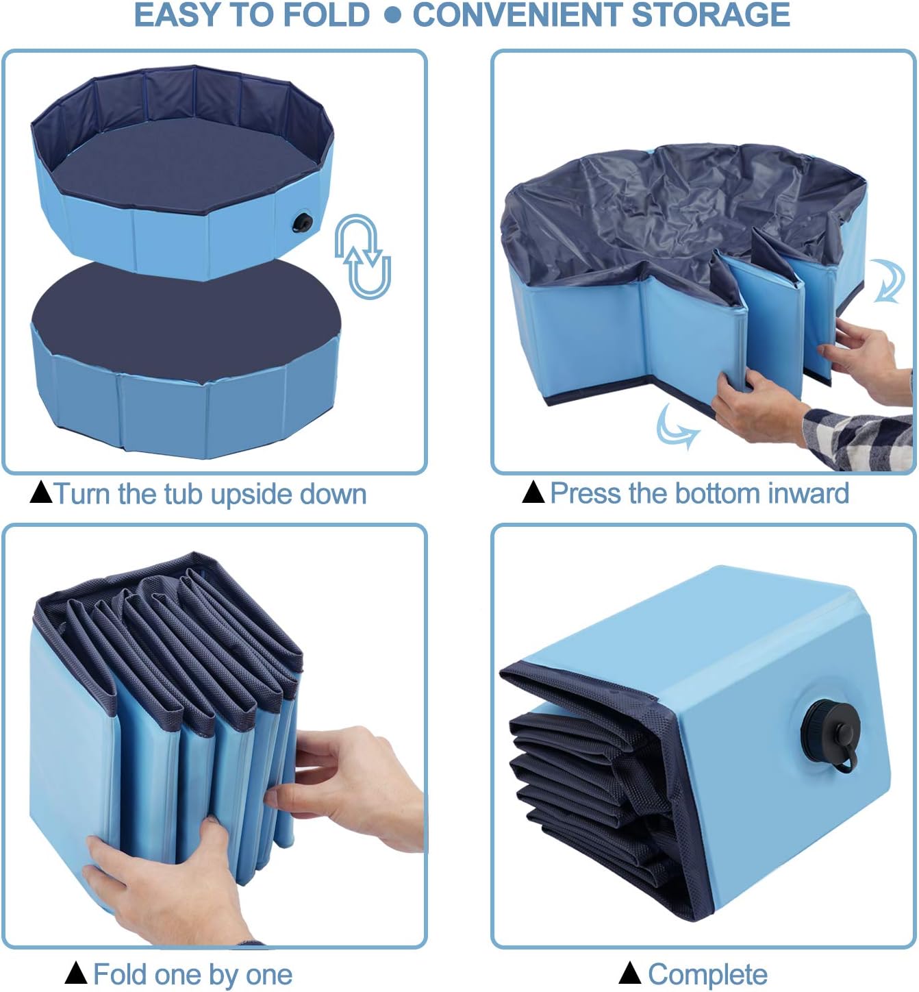 Oberhoffe Foldable Dog Pool Pet Bathing Tub,Dog Paddling Pool,Pets Bathtub,Eco-Friendly PVC Non-Slip, Pet Swimming Pool with Drain Valve,Outdoor Bathing Tub for Dogs Cats (80x20CM)