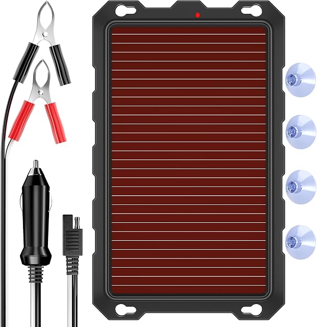 Solar Car Battery Trickle Charger, 12V 3.3W Solar Battery Charger Car, Waterproof Portable Amorphous Solar Panel For Automotive, Motorcycle, Boat, Atv,Marine, RV, Trailer, Powersports, Snowmobile, etc