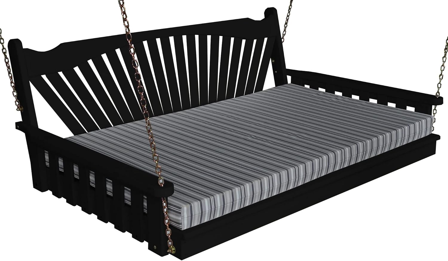 Furniture Barn USA -Fanback Swingbed, Pine 4 ft - Painted Black