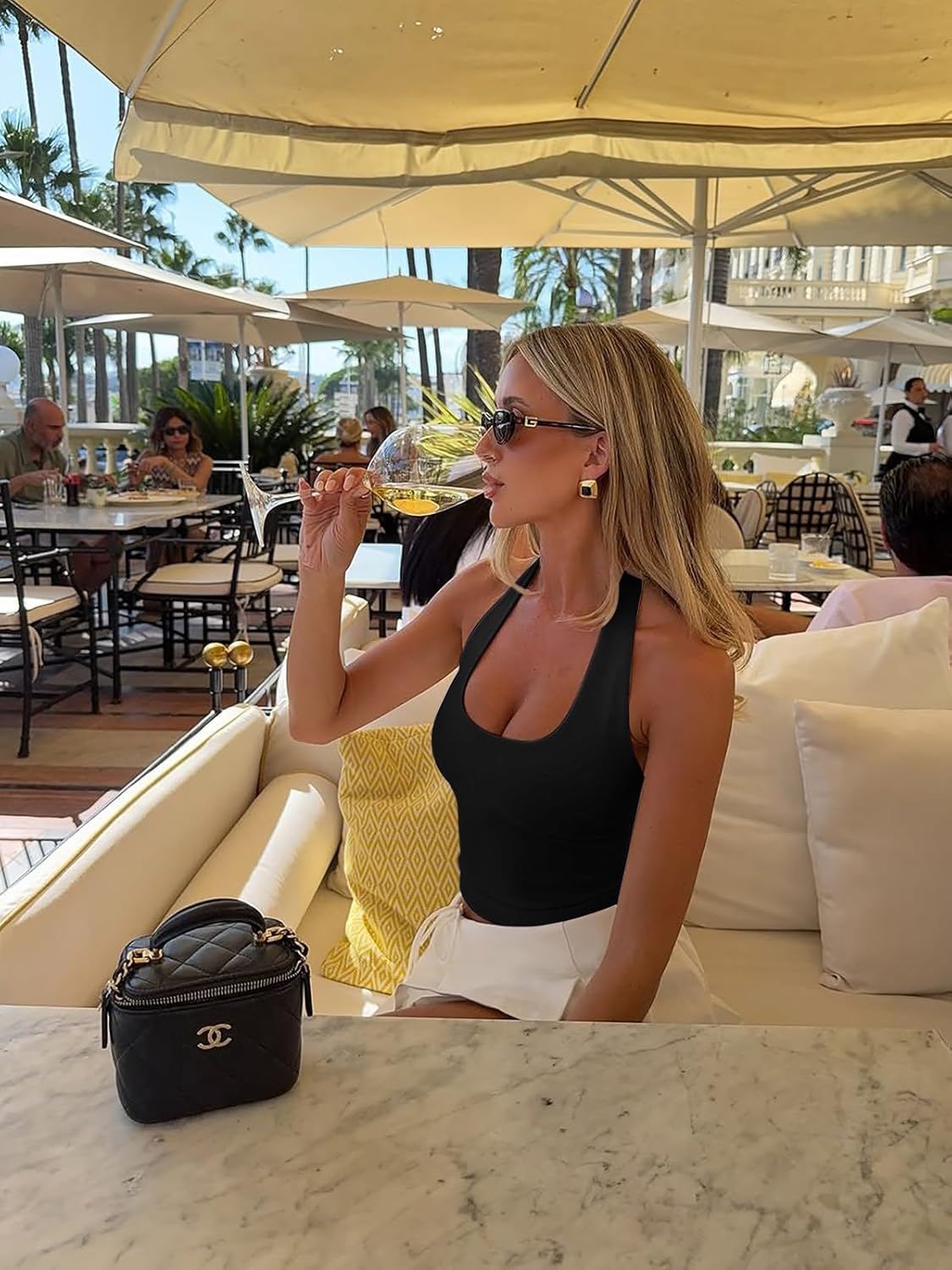 REORIA Women's Halter Backless Crop Top Sexy Going Out Double Lined Tank Tops Y2K 2026 Outfits - Image 5