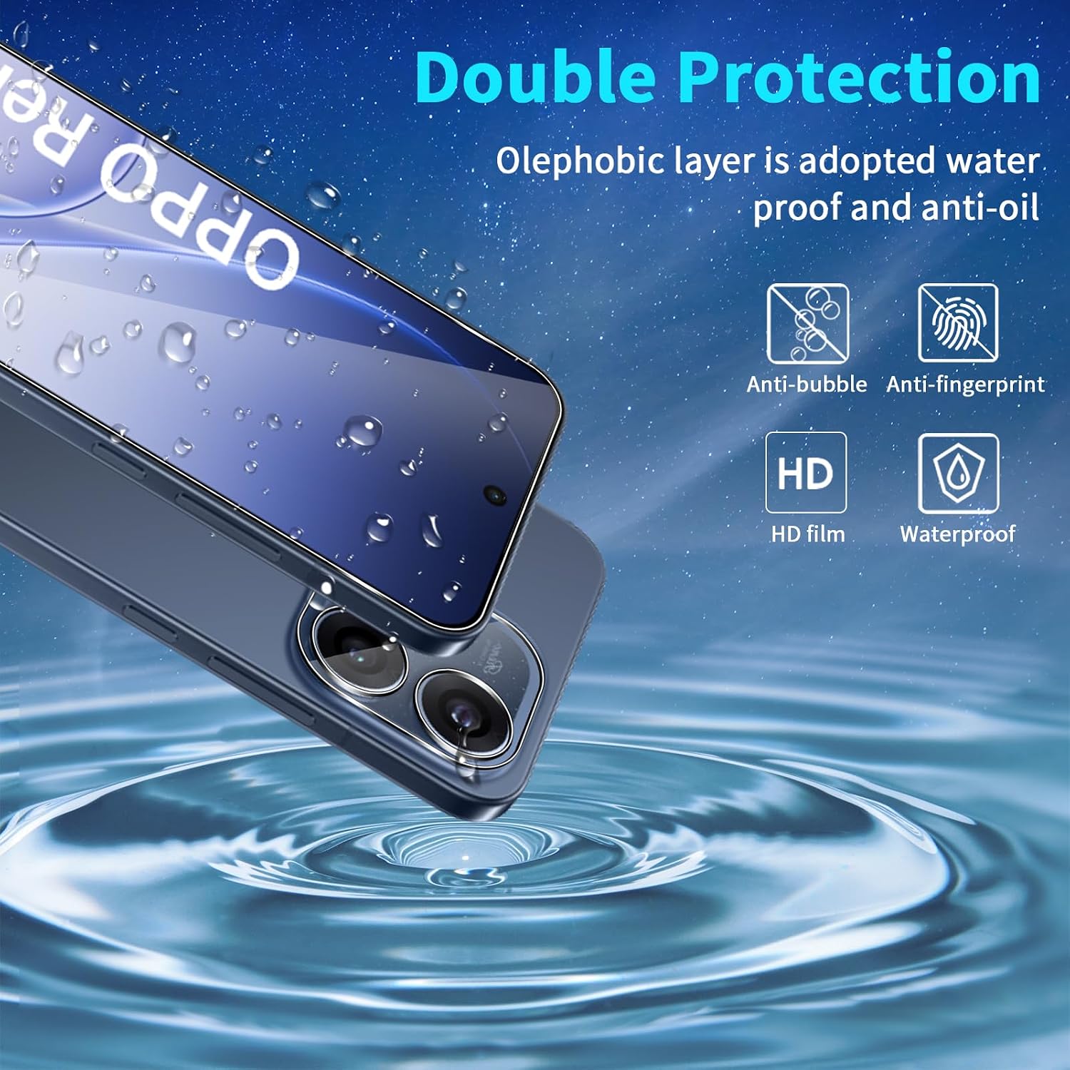 Lutree For OPPO Reno 15 5G Tempered Glass, 2+2 Pieces Screen Protector + Camera Film, 9H Hardness Anti-Scratch HD Bubble Free Screen Protector | 5G 2026 - view 3