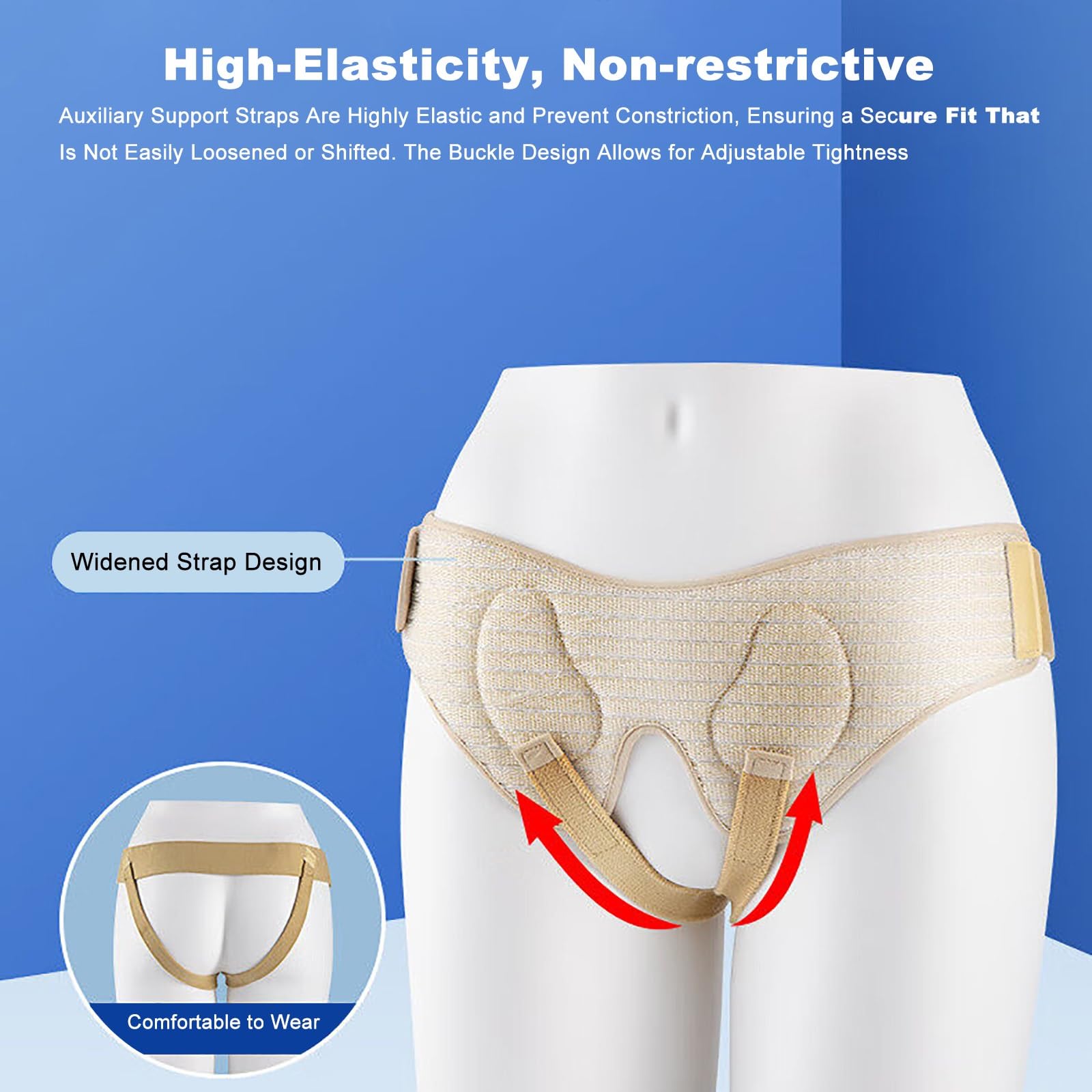 Cintura Ernia Inguinale per Uomo e Donna, Cintura di Supporto Regolabile con 4 Cuscinetti Compressivi, per Recupero Pre e Post-Operatorio(Small)