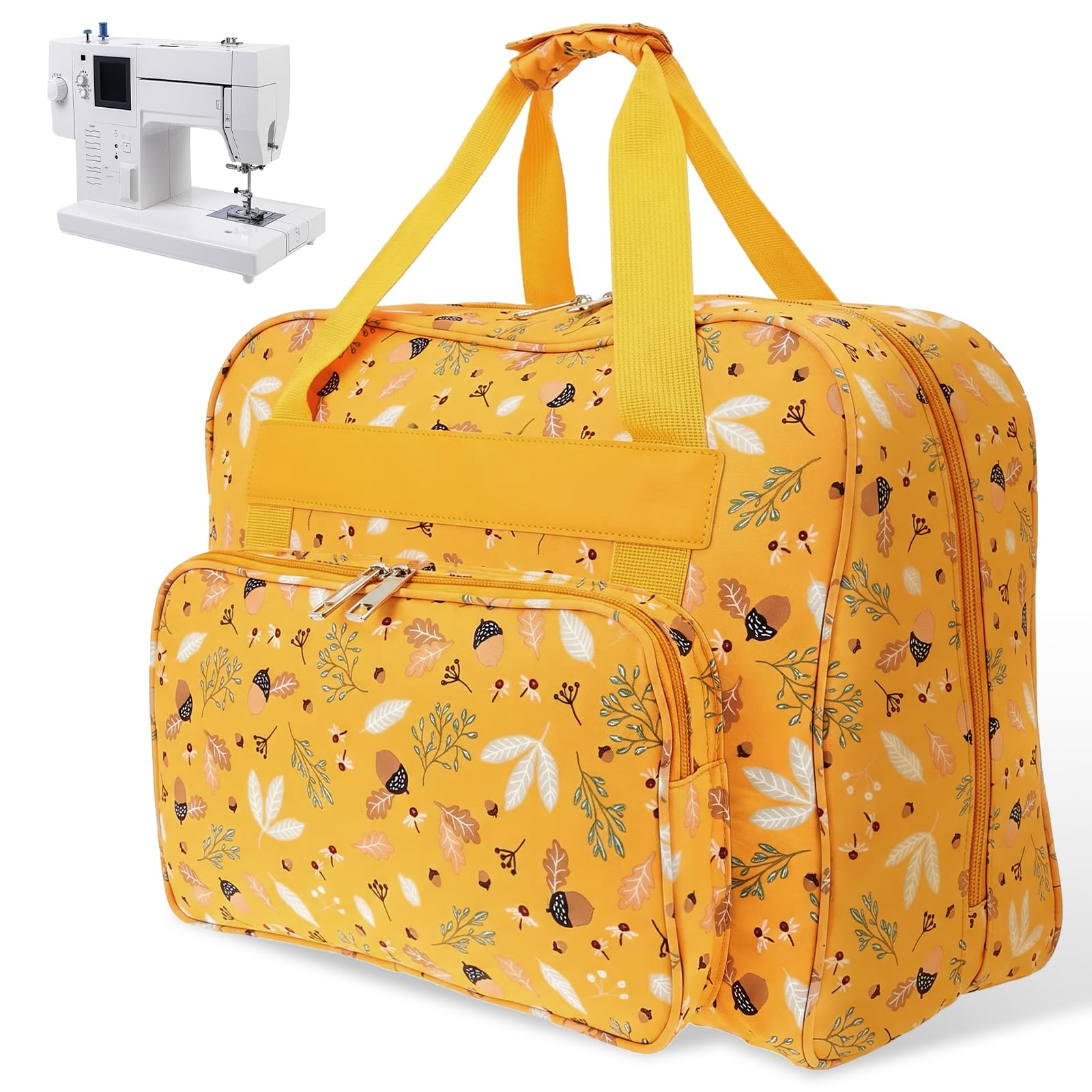 GUIJZSLTRG Sewing Machine Carry Bag, Heavy Duty Waterproof Padded Sewing Machine Case, Universal Portable Travel Tote Bag with Pocket and Handle for Most Standard Machines(Orange)