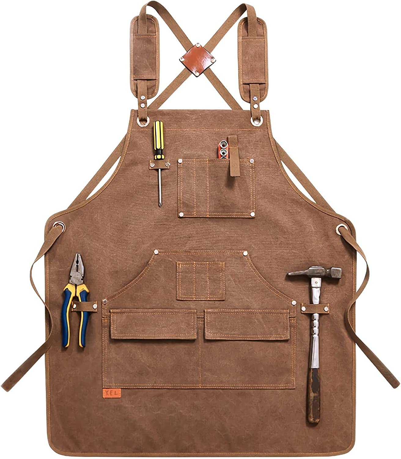 Delantal de Trabajo, Delantales portaherramientas Delantal de Lona de Gama Alta, Resistente al Desgaste, Engrosamiento, Peluquero, Tostado, café, Ropa de Trabajo, Delantal (Color : B)