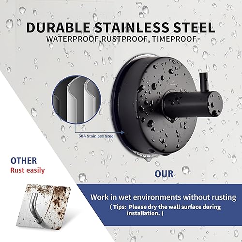 Miniatura 3 de JOMOLA Ganchos de ducha con ventosa para colgar toallas, gancho de succión para ducha interior, ganchos de acero inoxidable, ganchos de acero