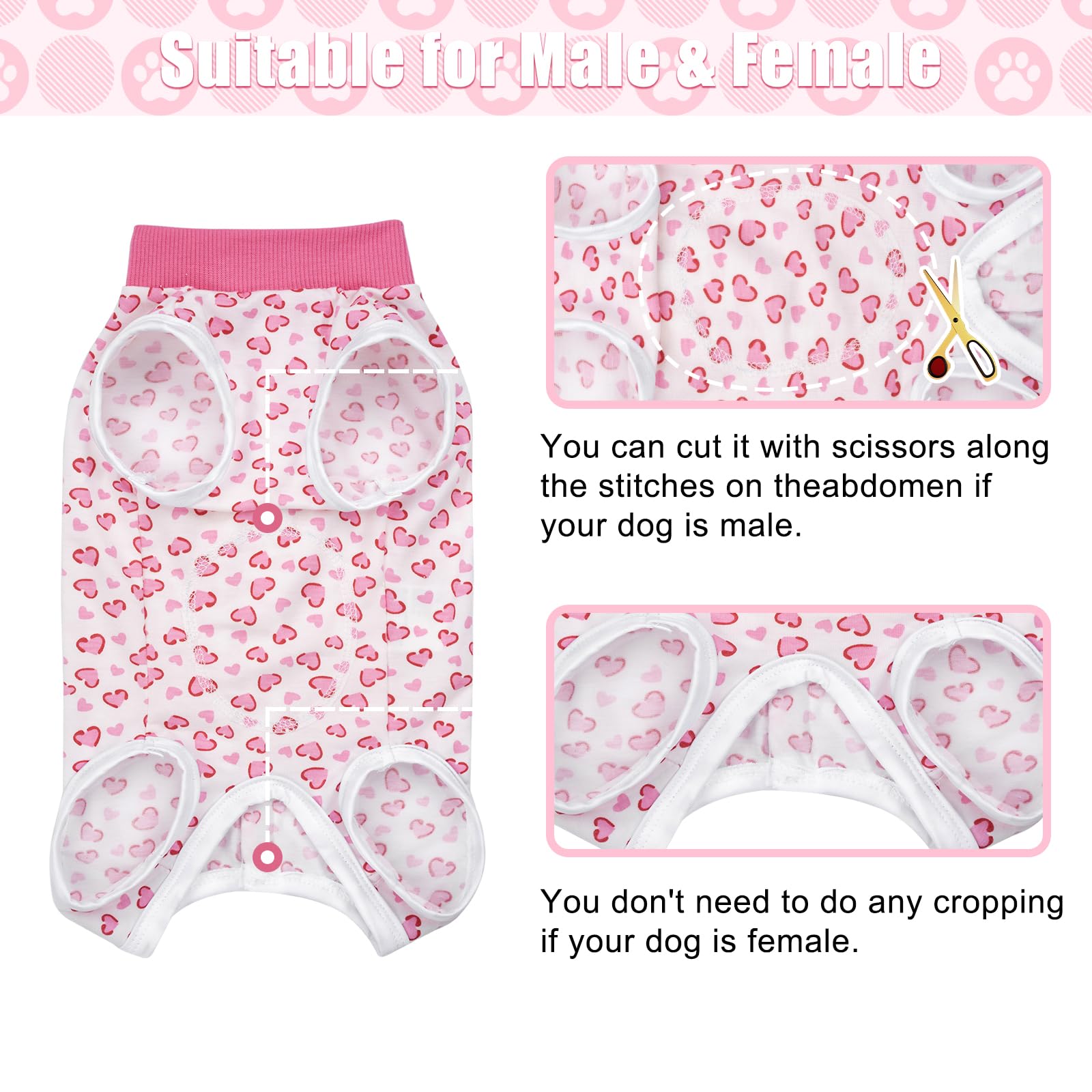 FEimaX Dog Surgery Recovery Suit, Pet Onesie after Surgery for Female Male Dogs Cone E-Collar Alternative - Image 3