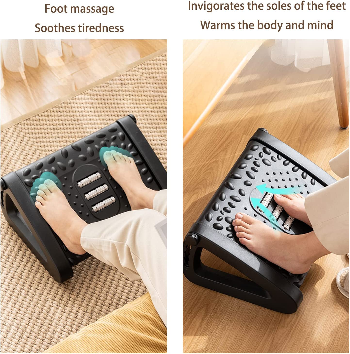 Furat adjustable foot rest, ergonomic desk footrest with massage function, 6 adjustable height footrest non-slip foot stool, leg, knee and back pain, for home/office/travel Furat adjustable foot rest, ergonomic desk footrest with massage function, 6 adjustable height footrest non-slip foot stool, leg, knee and back pain, for home/office/travel