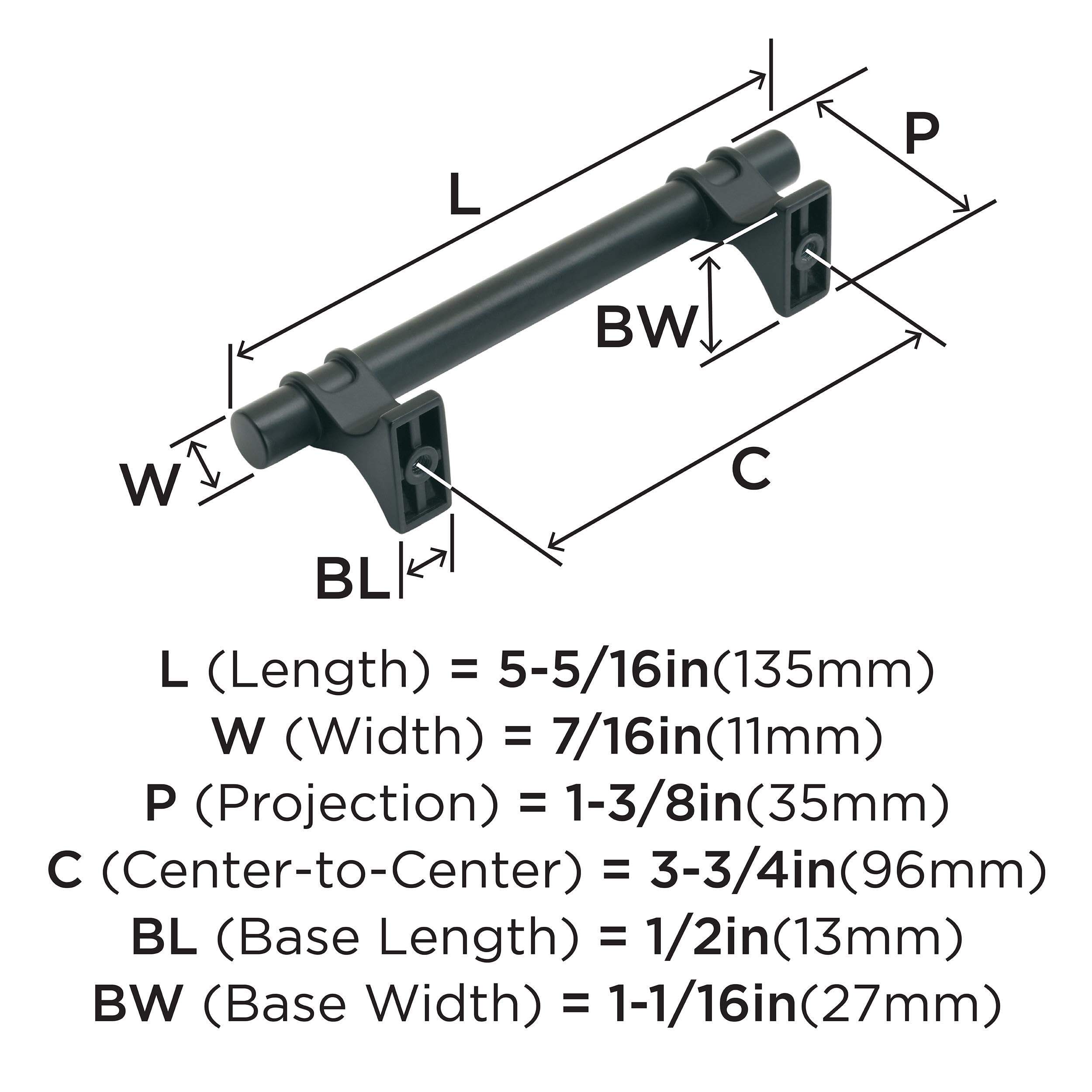 Amerock, Matte Black, 3-3/4 inch (96mm) Center-to-Center - Image 4