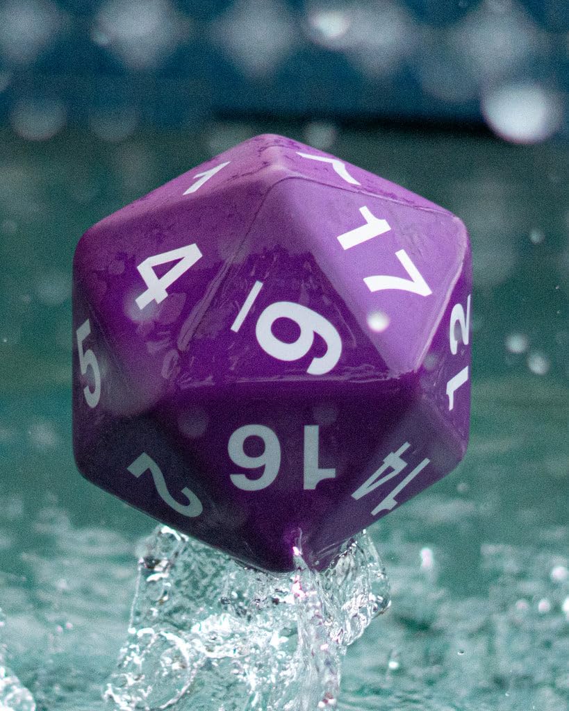 Gargantuan Foam D20 – Giant 7.5-Inch (190mm) 20-Sided Dice – Jumbo Polyhedral Foam Die for DND, Classroom Games, Events, and More (Purple)