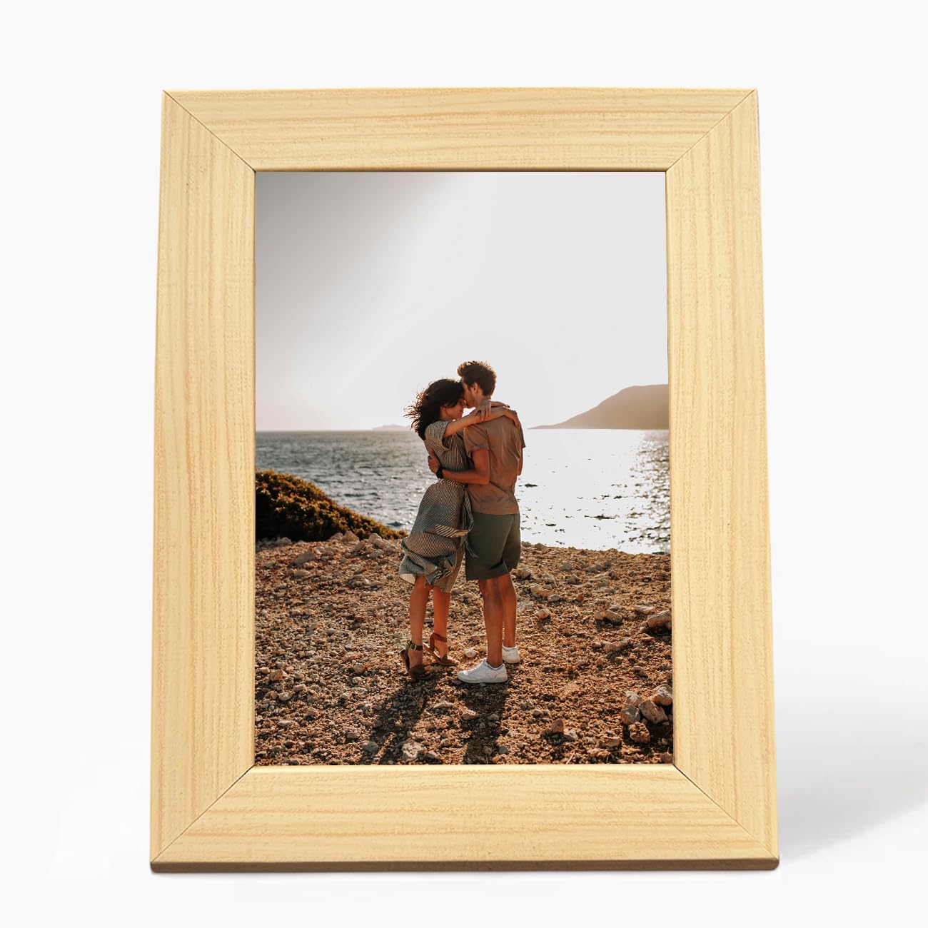 Art Street Customized Table Wood Tabletop Rectangular Photo Frame With Photo Upload, Birthday, Anniversary Gift For Husband, Couple, Brother, Sister, Parrents (6X8 Inch, Beige) - Image 2 thumbnail