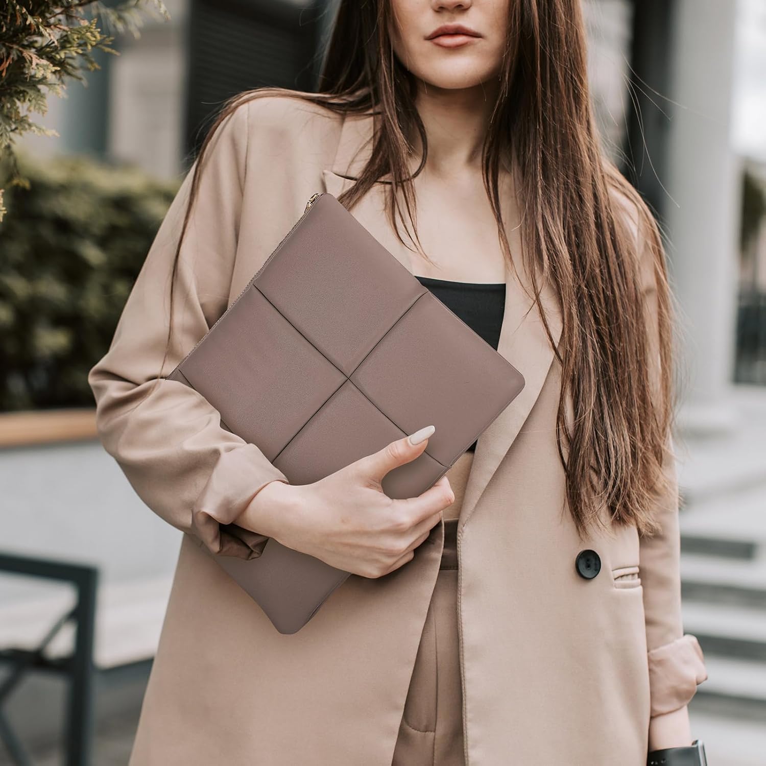 MoKo 13.3-14 Inch PU Leather Laptop Sleeve Fit with Mac Air 13'' M3 2024/2020/2019, MacBook Pro 14'' M3 2024/2023, MacBook Pro 13" M2/M1, Built-in Elastic Band, Laptop Carrying Case, Coffee - Image 7