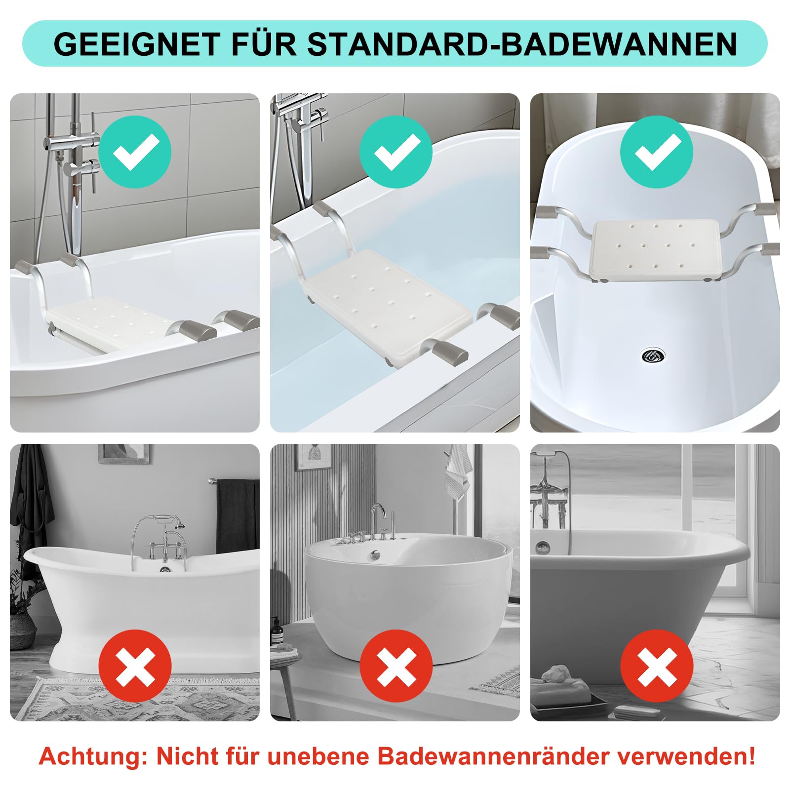 Sedile per vasca da bagno per anziani, panca doccia regolabile in larghezza 71-81 cm, telaio in alluminio e cuscino in silicone, sgabello da doccia antiscivolo per dimensioni interne della vasca da 58