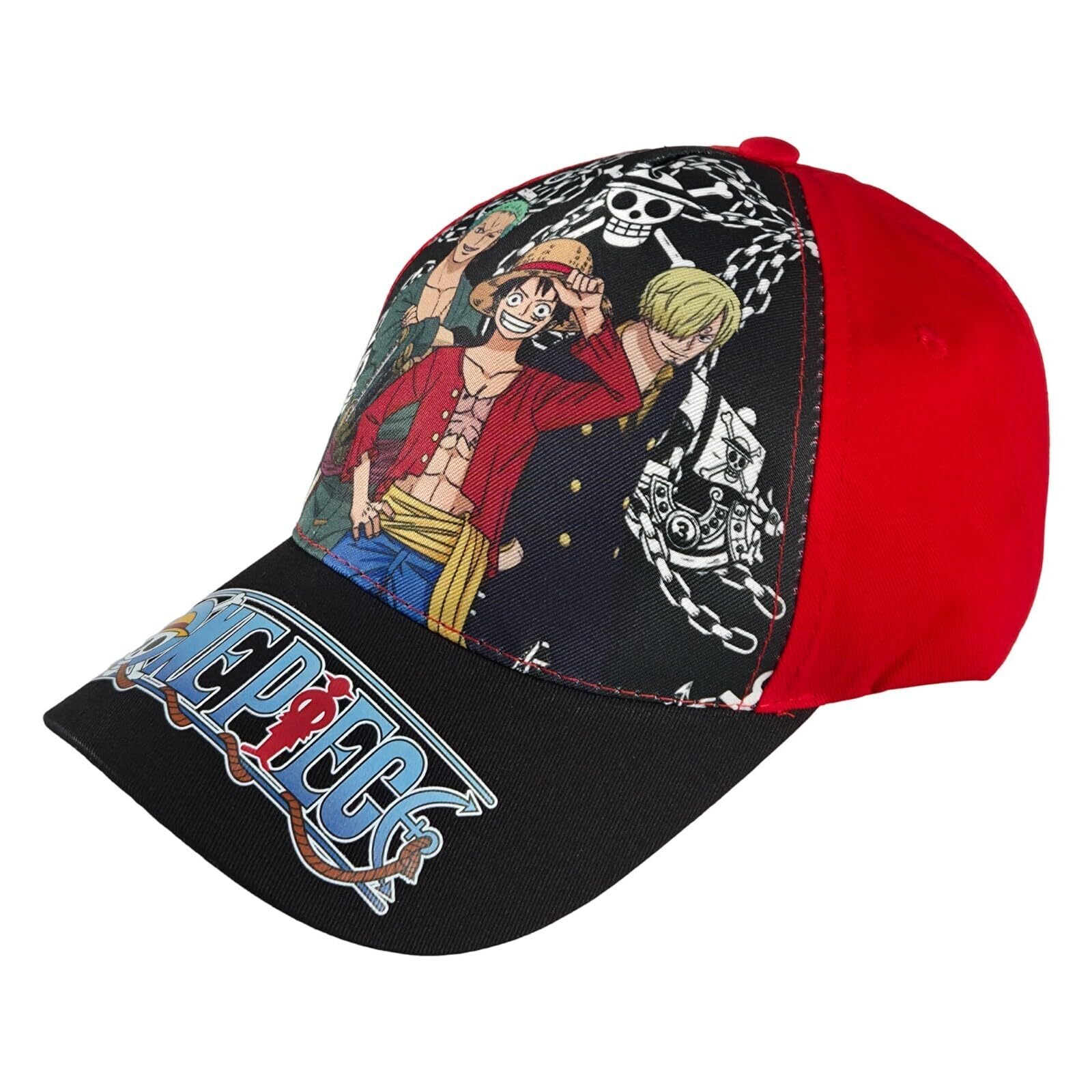 Gorra de béisbol para niños de One Piece, 2 diseños con la tripulación del sombrero de paja y la tripulación del sombrero de paja, tamaño ajustable (54 – 56 cm) – Merch oficial de anime – Gorra de