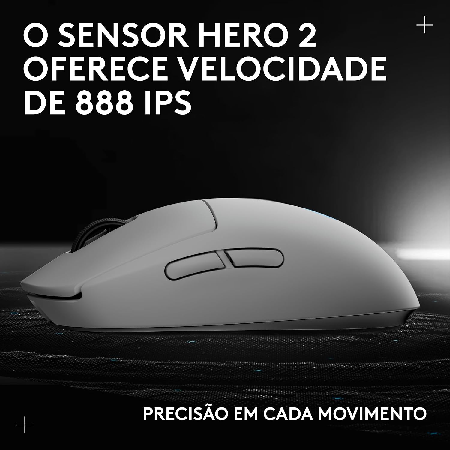 Mouse Gamer Sem Fio Logitech G PRO 2 LIGHTSPEED para Destros ou Canhotos, 4 Botões Programáveis e Removíveis, Sensor Hero 2 44K DPI, Carregamento USB-C, PC/Mac - Branco