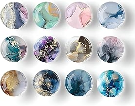 Glass Strong Magnetic Crystal Refrigerator Magnets | Round Life Marble Glass Fridge Stickers | Kitchen Office Decor | Whiteboard, Dishwasher, Cabinet Magnets, Gift Idea 12Pcs