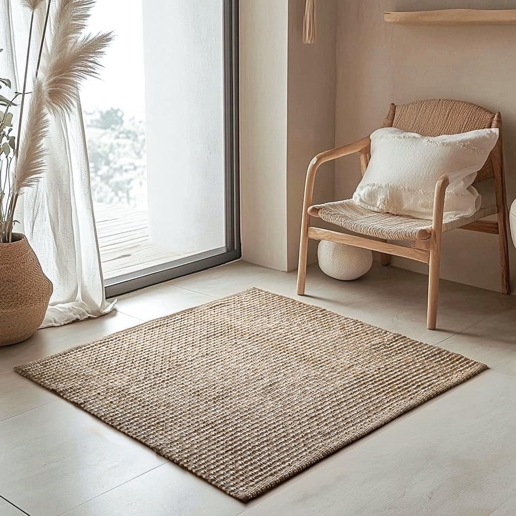 ISAENNE Dark Brown Throw Rugs for Kitchen,Square Non-Slip Comfortable Dirt-Resistant Weave Indoor Area Rug for Living Room Bedroom Nursery Kids Room Home Decorative,3 x 3 Ft