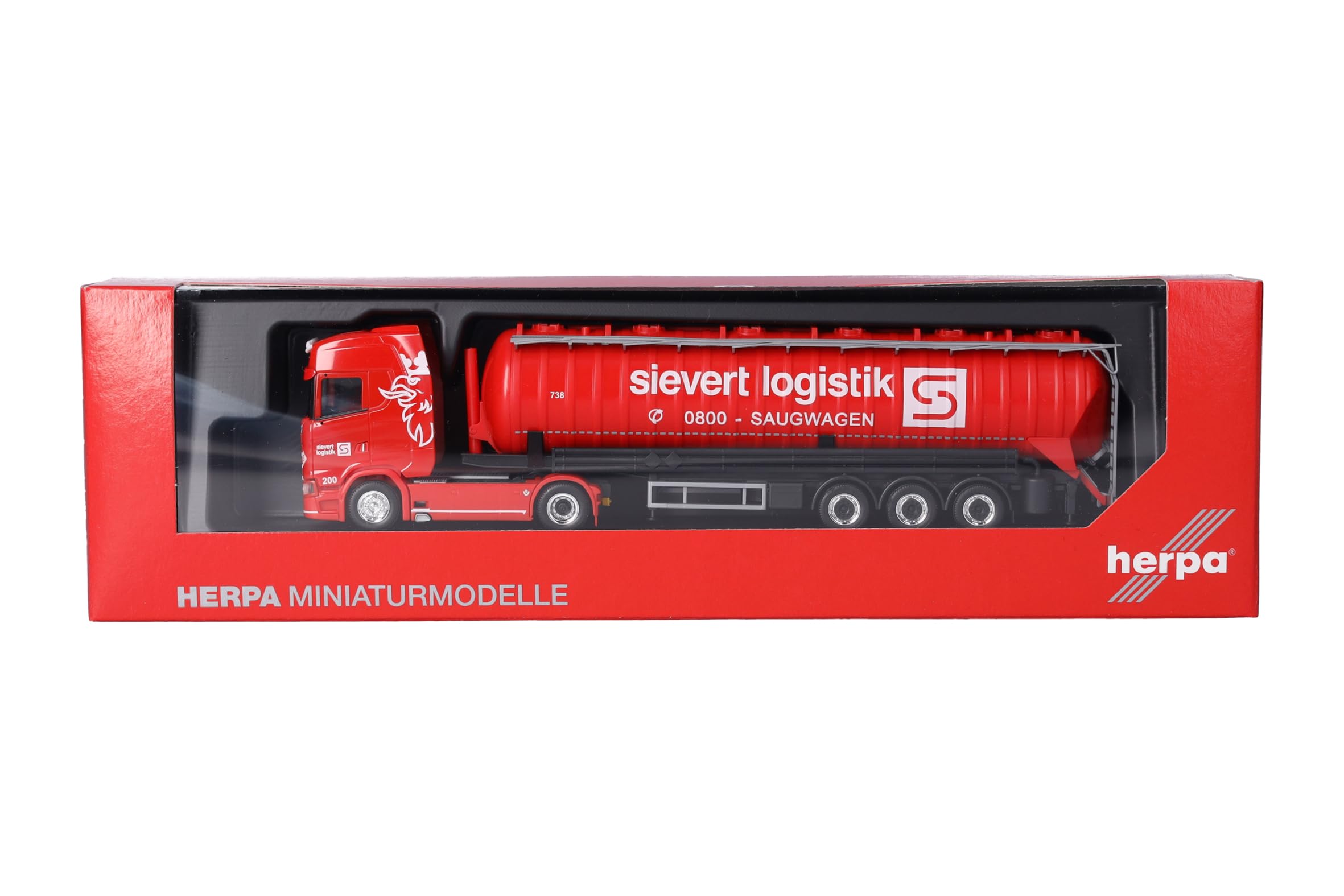 Herpa LKW Modell Scania CS 20 HD Saugsilo-Sattelzug Sievert Logistik, Miniatur im Maßstab 1:87, Sammlerstück, Made in Germany, Kunststoff