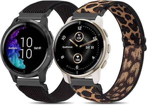 Correas para Garmin Venu Venu 2 Plus Venu Sq Correa de reloj para mujeres y hombres, paquete de 2 correas de repuesto elásticas suaves ajustables