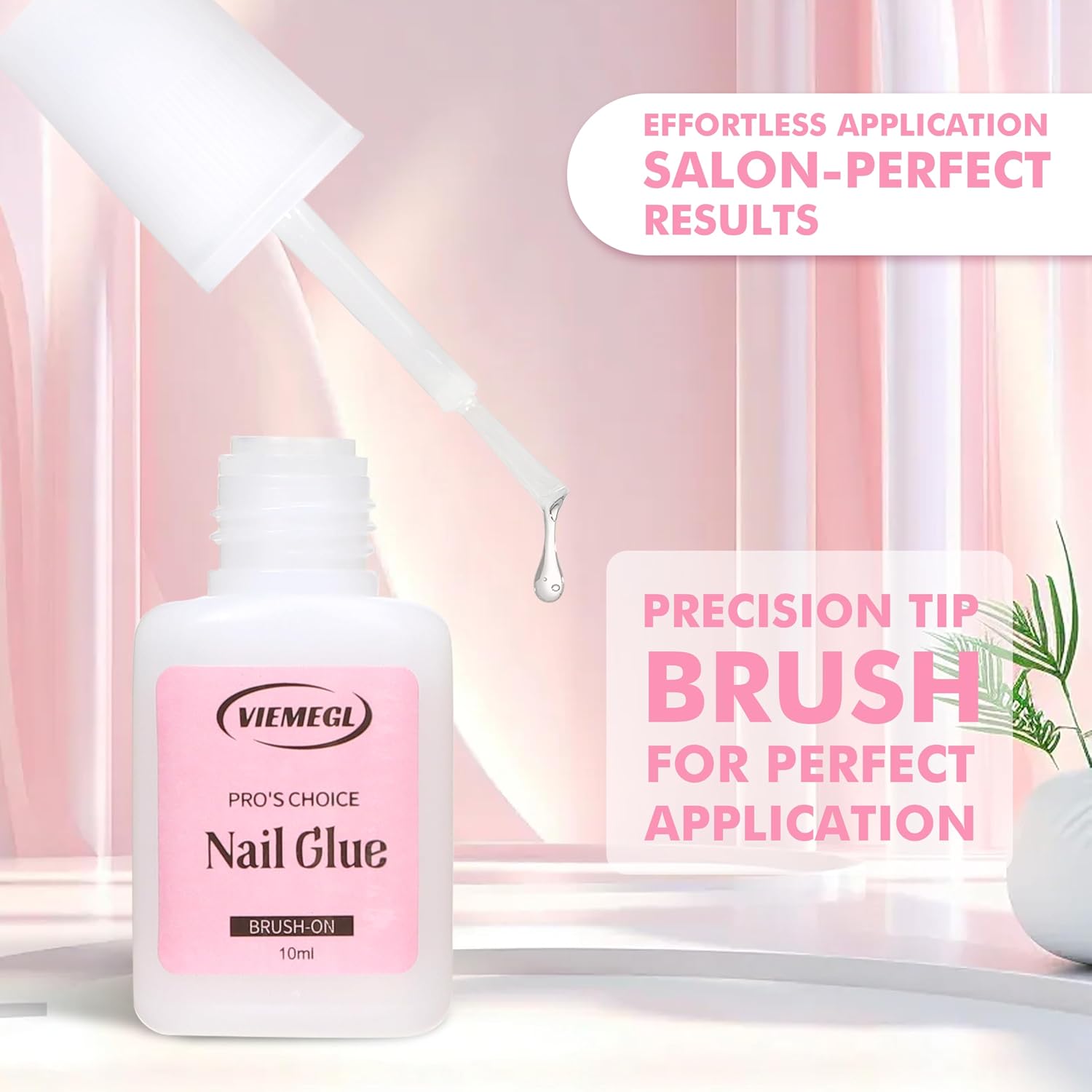 Super Strong Brush-On Nail Glue (10ml×3), Long-Lasting Nail Glue for Press On Nails, Nail Tips & Acrylic Nails,No UV Needed, Mess Free