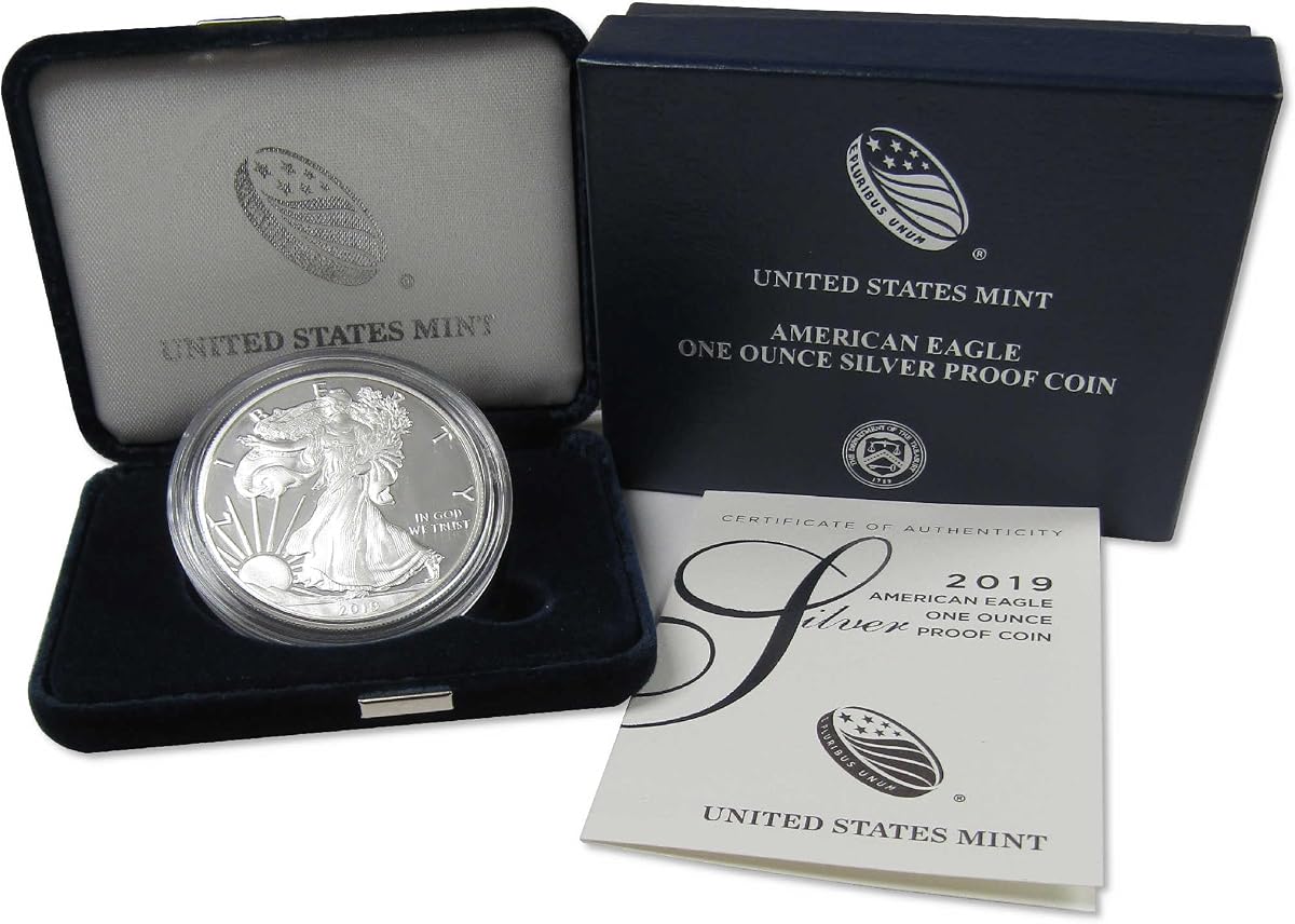 2019 W American Silver Eagle Bullion Proof $1 Coin Collectible OGP COA | Collectible Coin: American Eagle Dollar, 2019-W, Silver, Proof