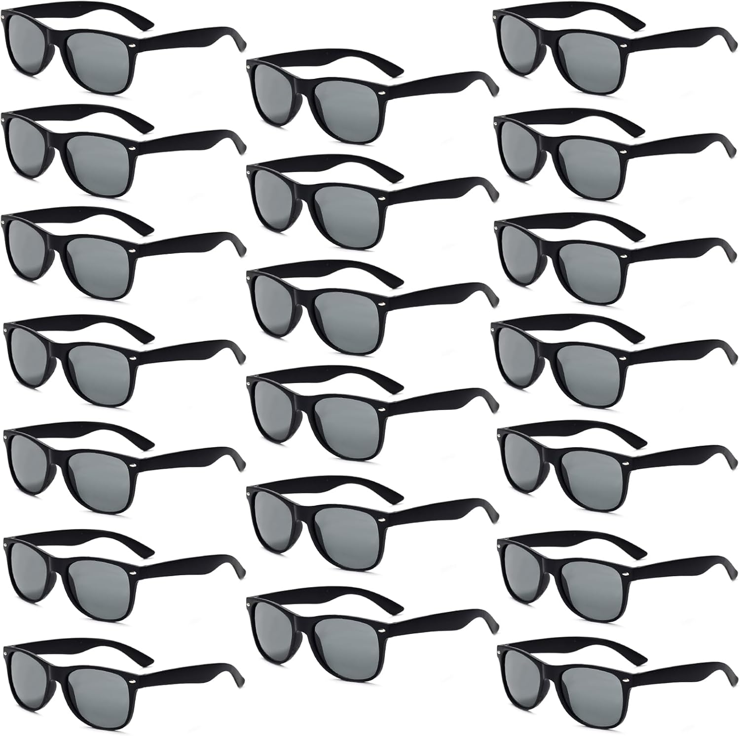 Bulk Retro 80s Square Sunglasses, UV400 Protection, 20/50 Pack for Party Favors, Beach, Wedding, Pool, Birthday