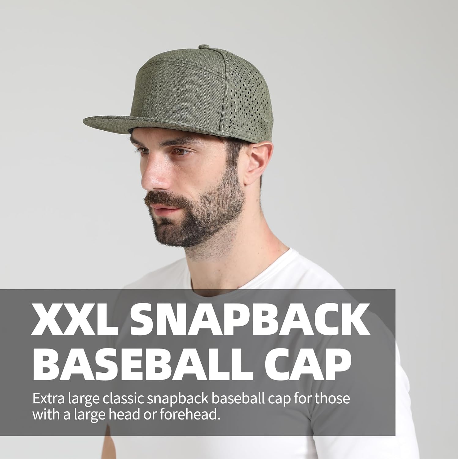 Oversize XXL Blank Flatbill Mesh Snapback Cap for Big Head 23.6"-25.6" Extra Large 6 Panel Camper Style Hat Baseball Cap - Image 5