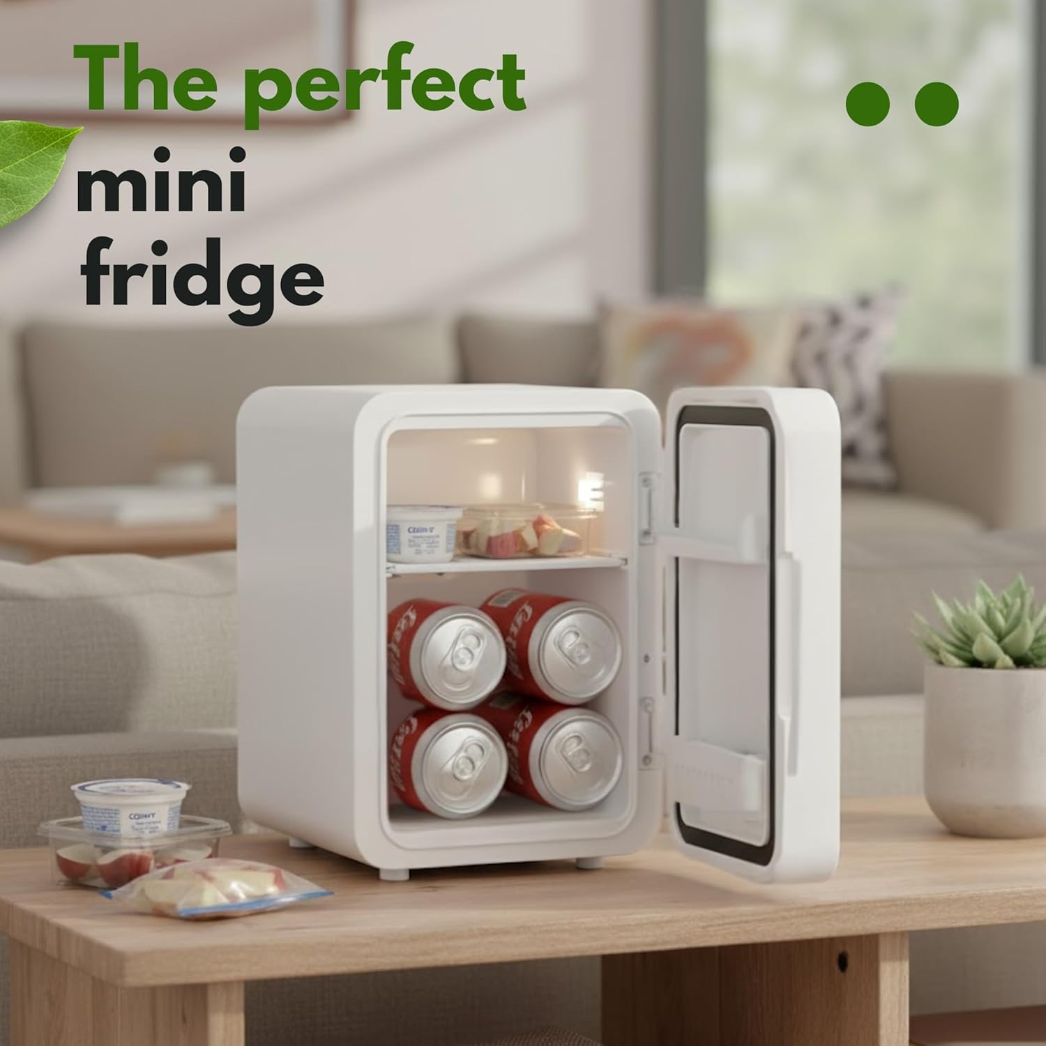 COLDBAY Skincare Fridge with Mirror Door, LED Light, Cool and Warm Makeup Vanity Refrigerator for cosmetic, drinks, compact Design for Bedroom Bathroom, Dorm, AC Cord, DC Adapter for car