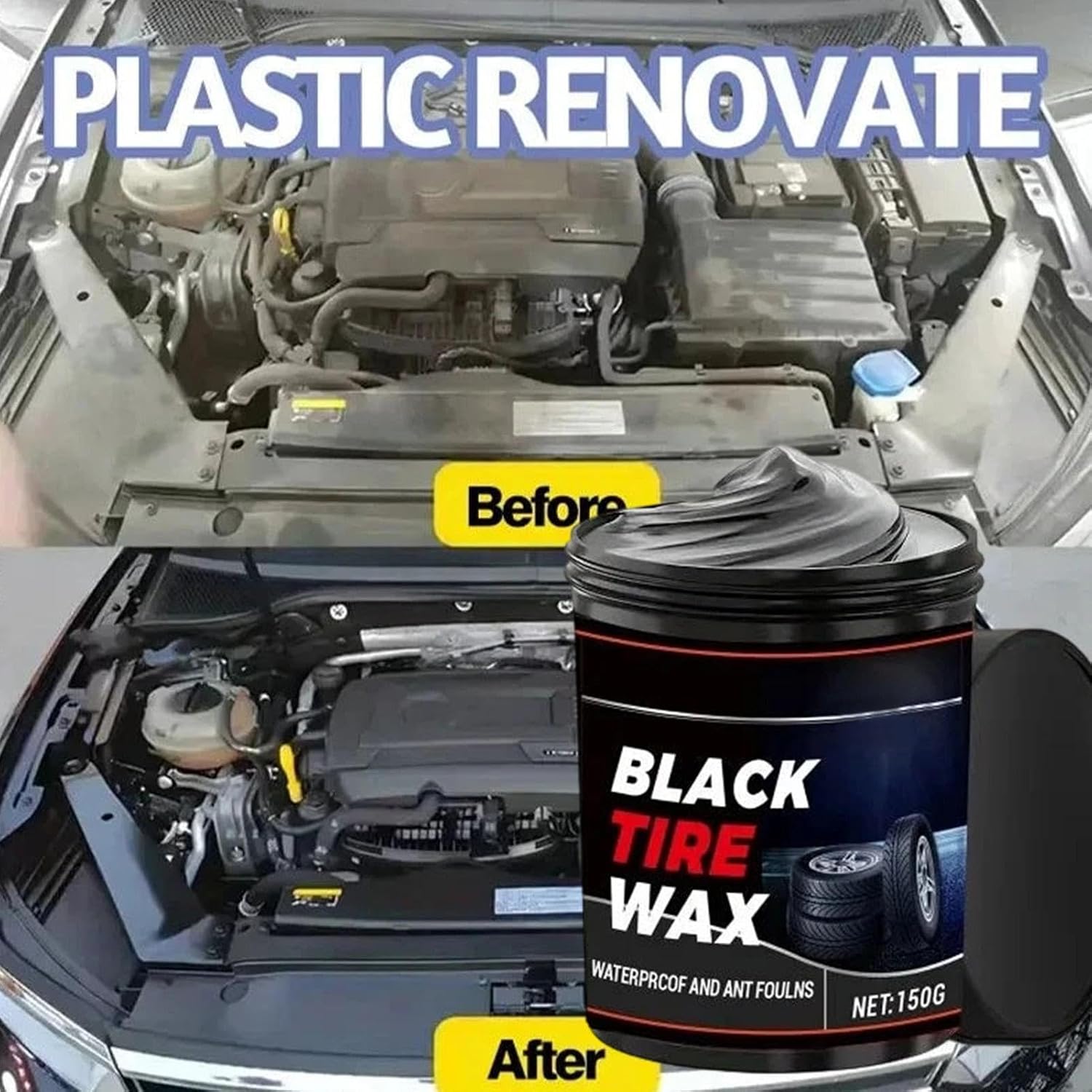 Tire Wax | Auto Wheel Renovation - Auto Wheel Coating Paste | for Mechanics Drivers Detailers Groomers Modifiers Racers Restorers Trucks SUVs RVs Sedans Garages Shops