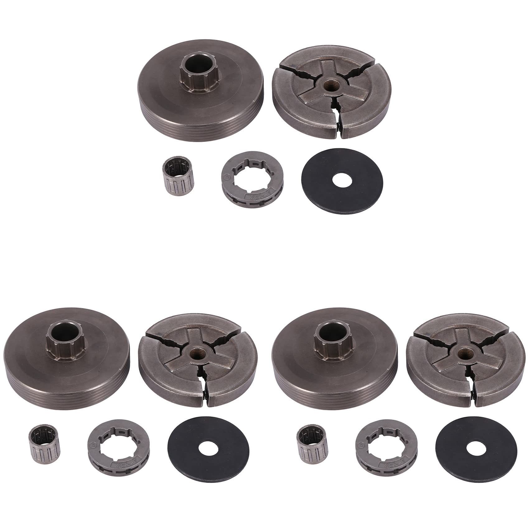 Jnchdghwa Silver Gray 3X Clutch Drum & Clutch & Sprocket Rim & Needle Bearing Fit For Chinese Chainsaw 4500 5200 5800