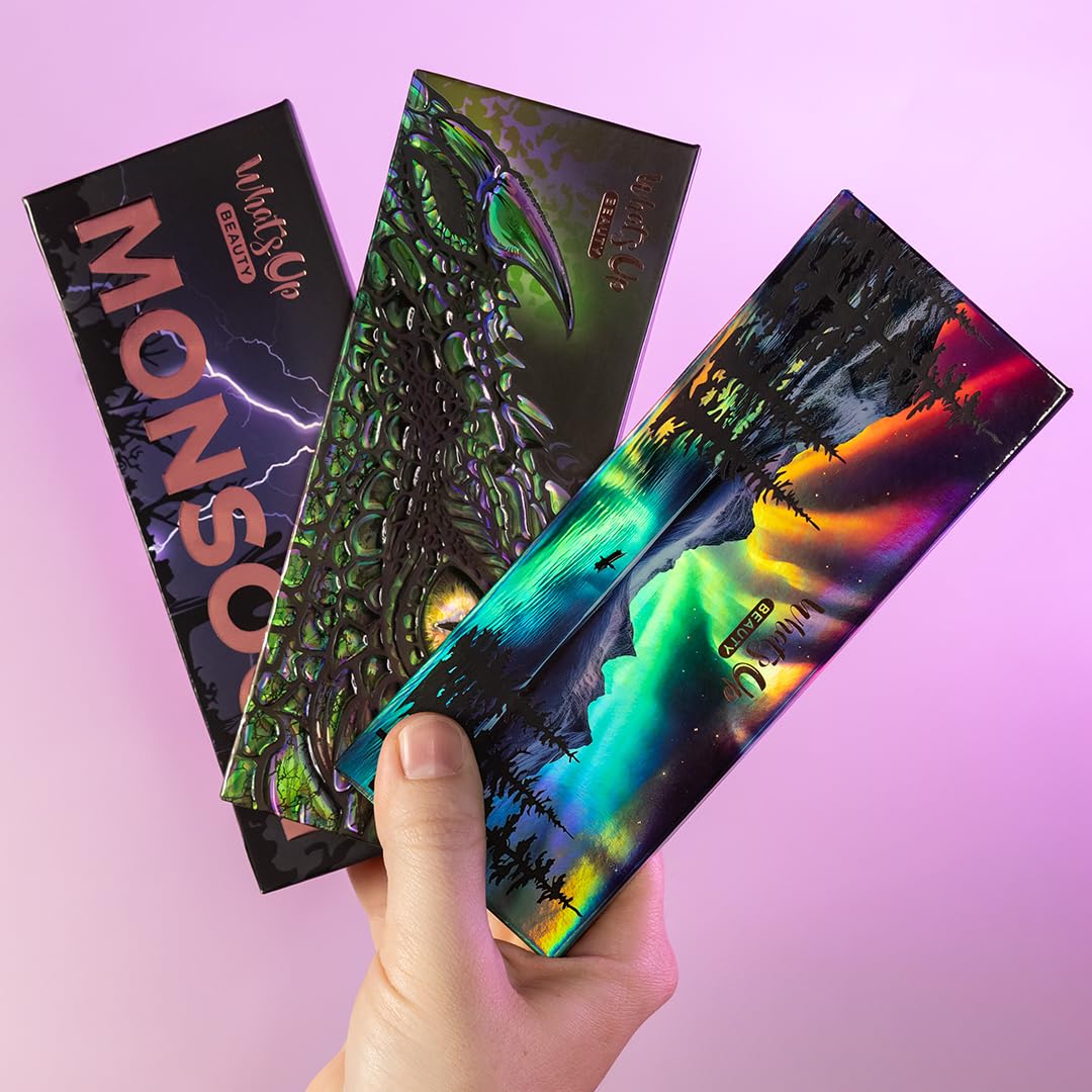 Whats Up Beauty - 3 Eyeshadow Palettes (Skyfire, Dragon Eye, Desert Monsoon) Talc Free Clean Cruelty Free Made in Italy Sustainable Eye Makeup