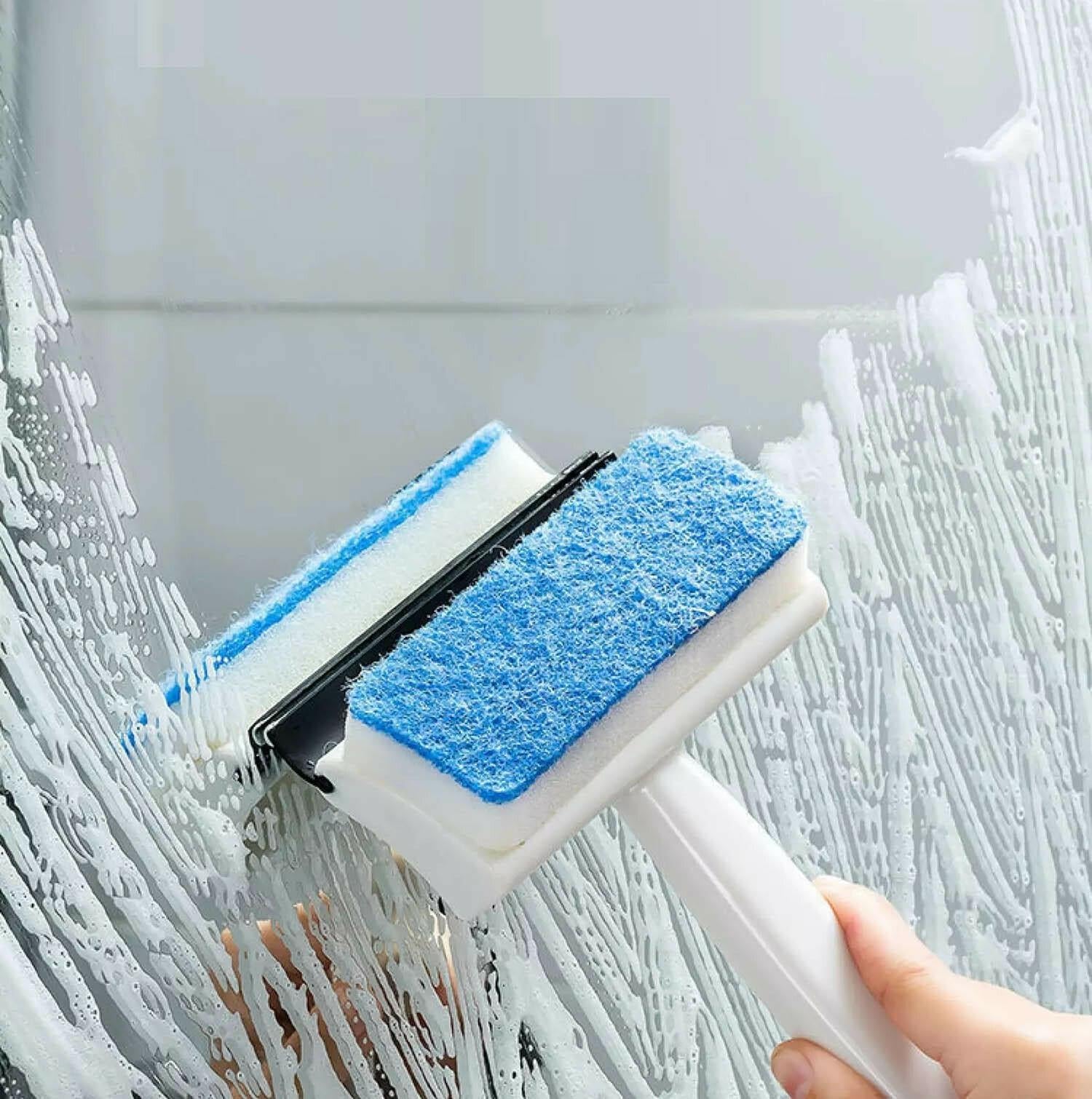 Sovely 2-in-1 Glass Wiper & Cleaning Brush Double-Sided Mirror, Tile, and Grout Cleaner for Bathroom and Windows, Car Wash Wiper, Glass Wipes car Glass Wiper-picture-22