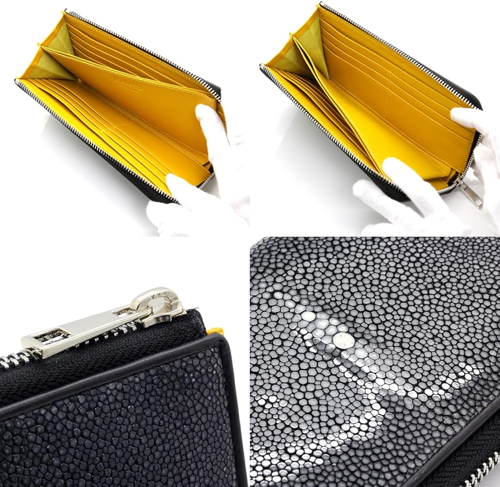 Amazon | [レヴェッタ] エイ革 長財布 財布 内側マスタードイエロー