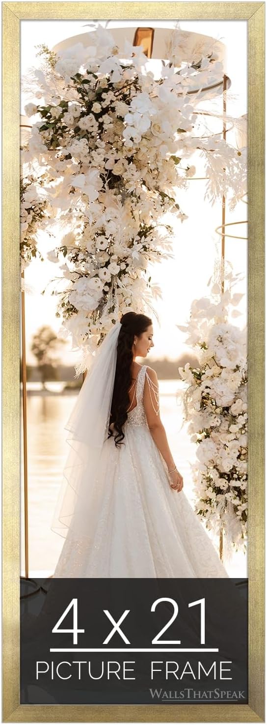 wallsthatspeak 4x21 Gold Picture Frame for Puzzles Posters Photos or Artwork