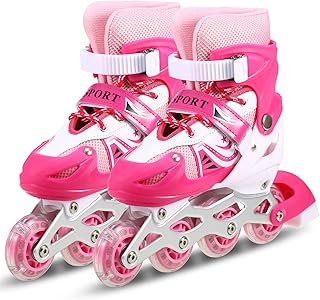Pepisky Children Roller Skates Adjustable Inline Skating shoes Outdoor Roller Skates for Boys Girls