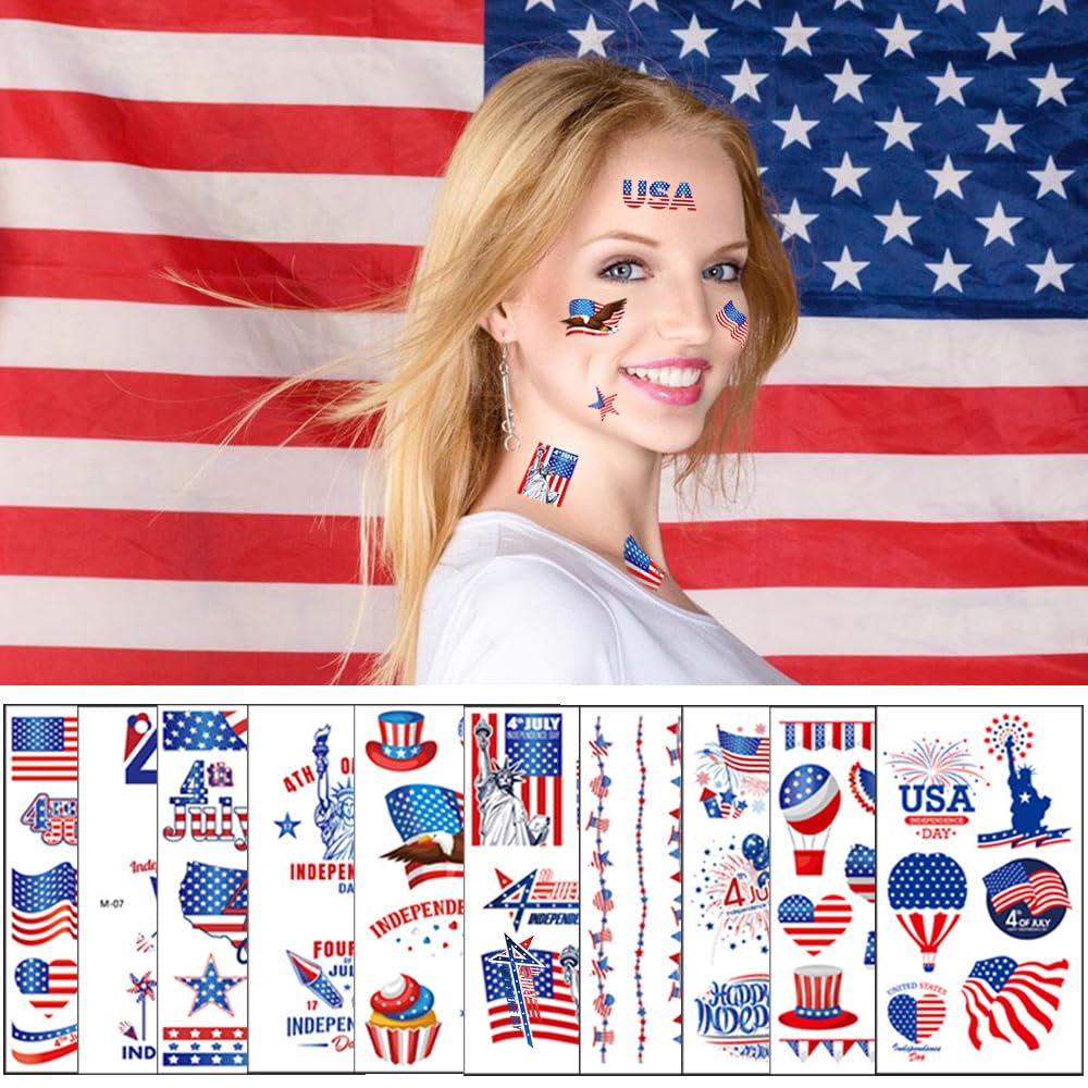 American Flag Face Tattoos US Flag Temporary Tattoo Sticker OhMyTat
