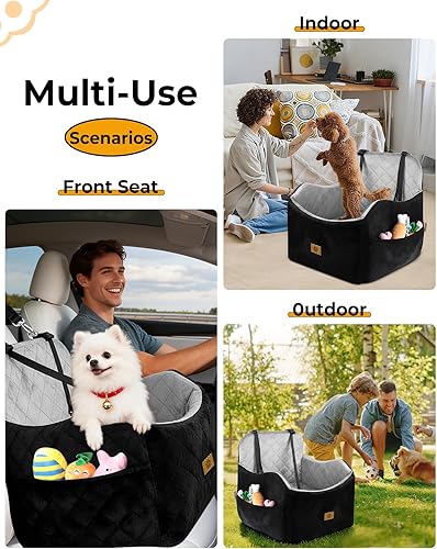 Miniatura 7 de Asiento de automóvil para perros pequeños/medianos, desmontable y lavable, asiento elevador de perro de menos de 35 libras, espuma viscoelástica de