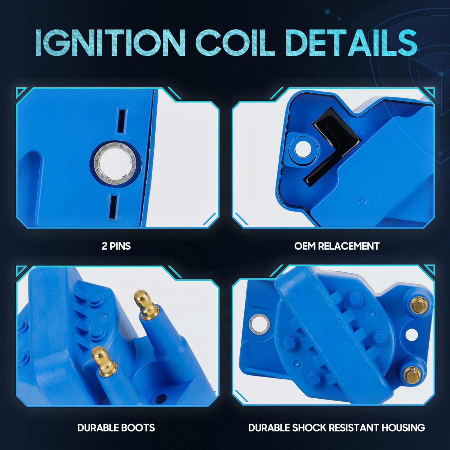 3PCS Ignition Coil Pack Compatible with Buick Cadillac Chevrolet Oldsmobile Pontiac Allure LeSabre Camaro Impala 88 98 Bonneville Firebird 3.8L L4 V6, Replace for 5C1058 E530C D555 C849, Blue