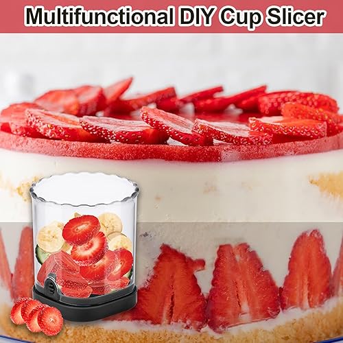 Miniatura 8 de Hendiy Cortador de fresas con cuchillas inoxidables, taza para cortar huevos y frutas para plátano, pepino, champiñones, utensilios de cocina