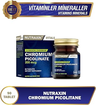 Nutraxin Vitals Chromum Picolinate 200 mcg 90 Tablet Takviye Edici Gıda (2 paketi)