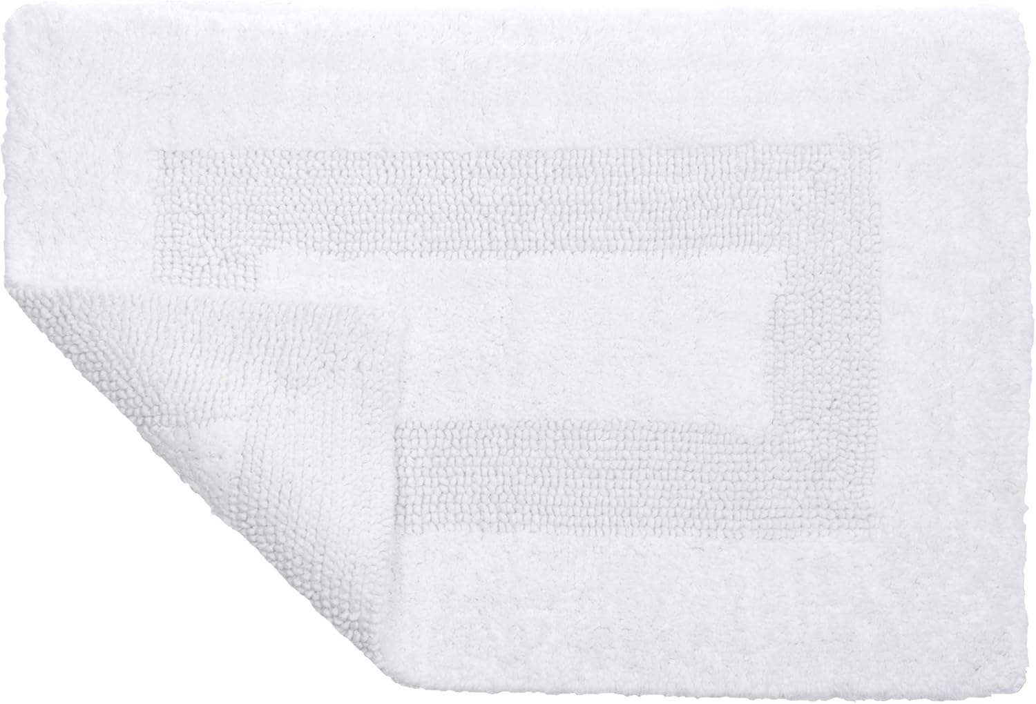 Cotton Bath Mat Set- 2 Piece 100 Percent Cotton Mats- Reversible, Soft, Absorbent and Machine Washable Bathroom Rugs By Lavish Home (White) : Home & Kitchen