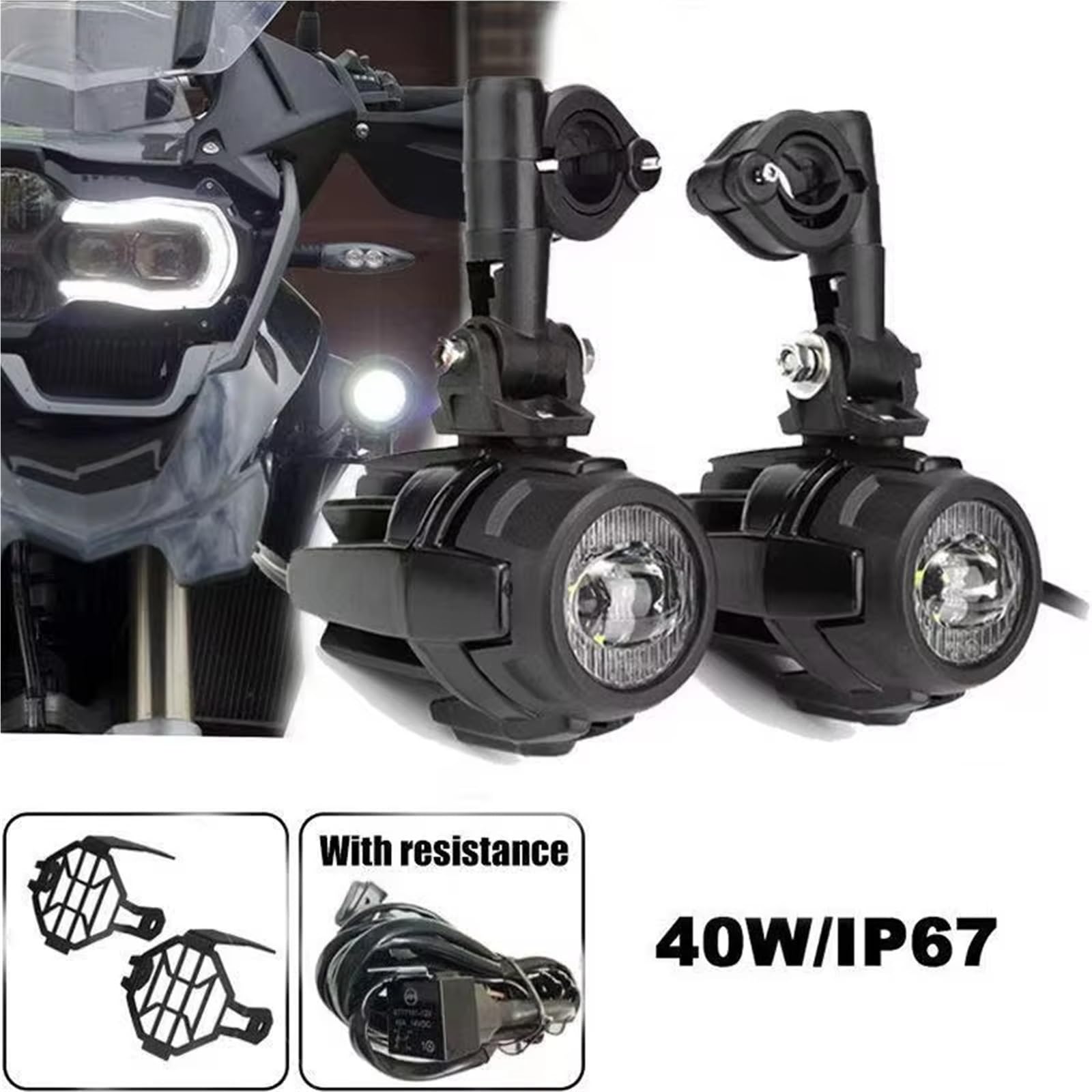Faro Moto Faro Delantero LED Motocicleta Superbrillante Coche Luz Antiniebla Faros Delanteras(Only Light)