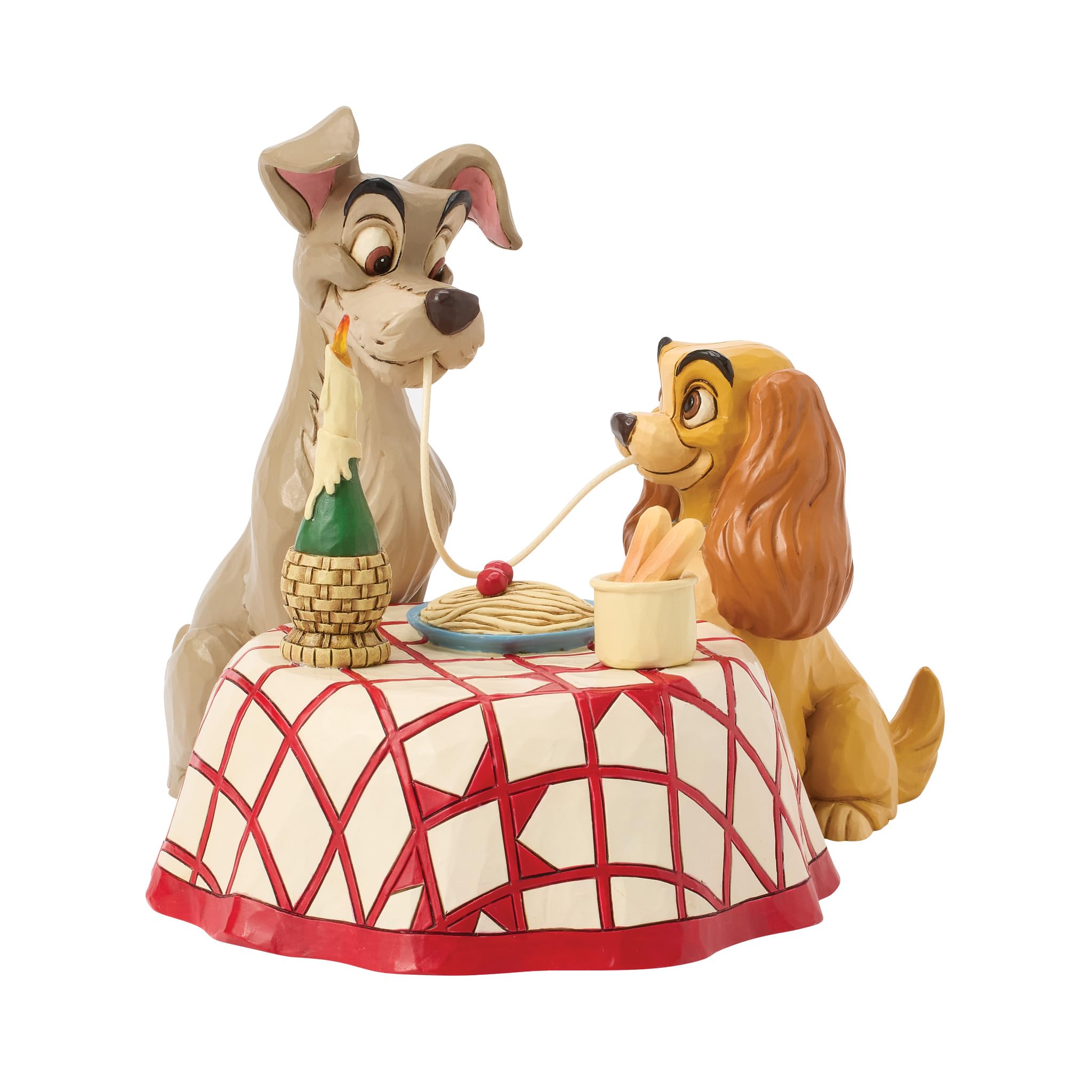 Disney Traditions Figurine à LED Lady and Tramp Scène Spaghetti