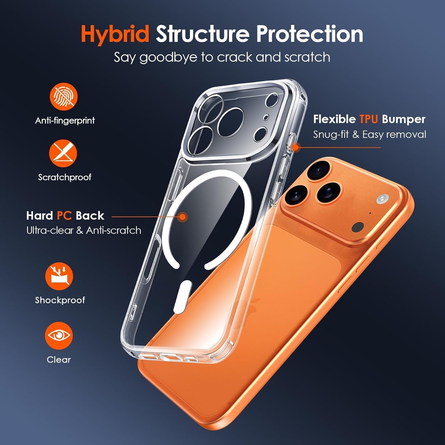 Enflamo Hard Clear Shockproof Transpareant Magnatic Case Cover for iPhone 18 Pro / 17 Pro | Ultra Hybrid Camera Bump Protection — Amazon image 2
