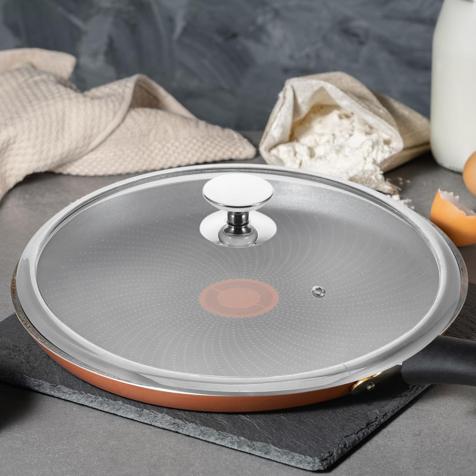 Cubierta de olla y sartén de acero inoxidable de 34 cm, versátil y simple, apta para cocina