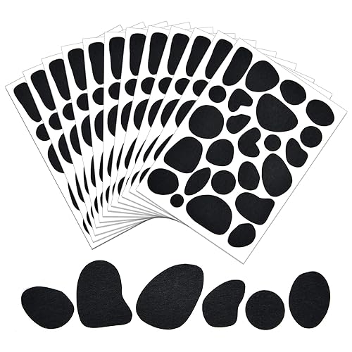Miniatura 2 de 24 hojas de círculos de fieltro adhesivos negros autoadhesivos, almohadillas de fieltro irregular, fieltro irregular, estilo perro, 576 piezas de